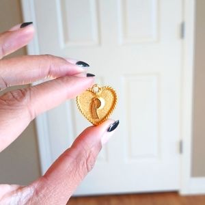 Gold plated Heart Shaped P pendant